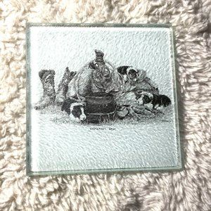 Rare - Set of 4 Square Glass Coasters - Bernie Brown